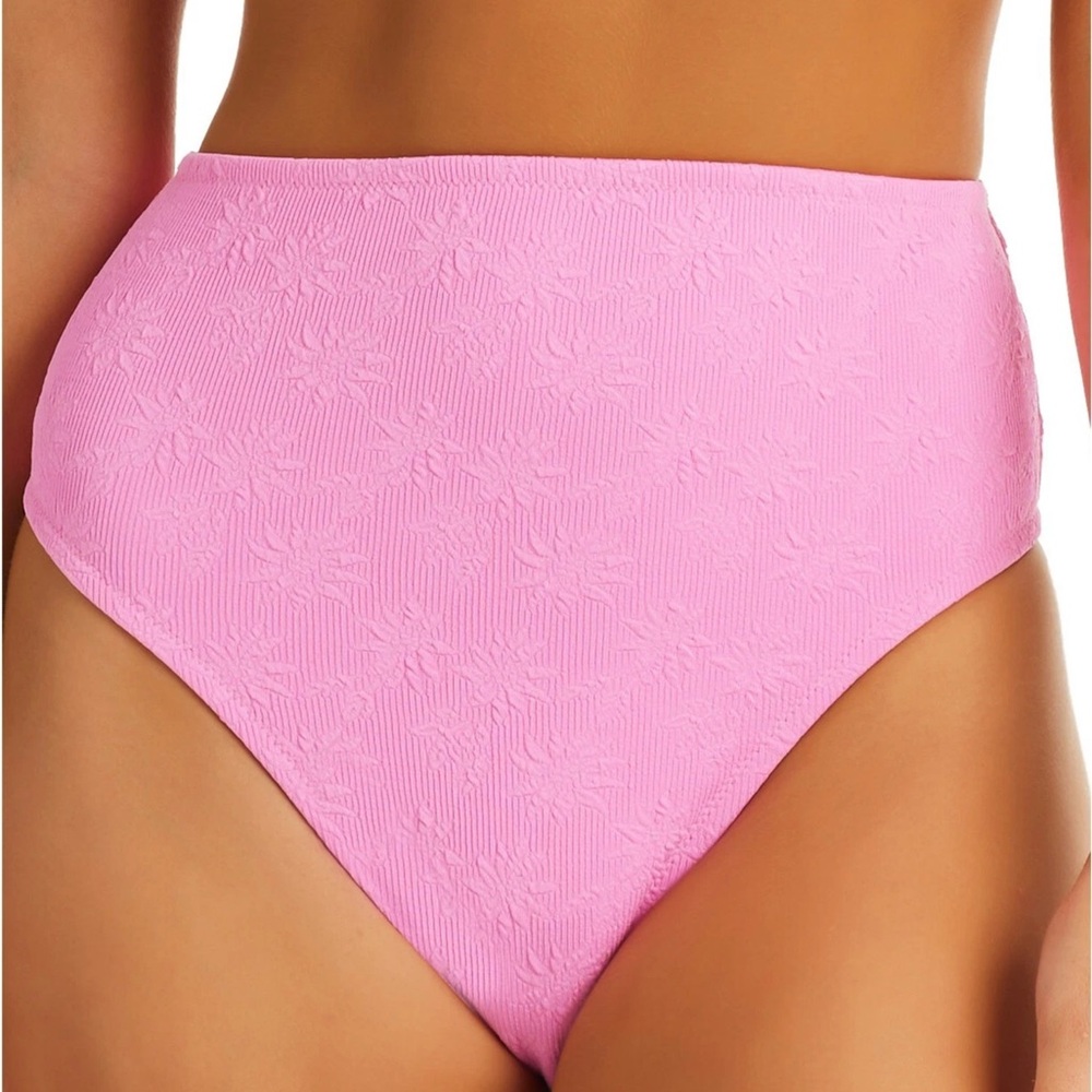 Jessica Simpson Sweet‎ Daisy High Waisted Bikini Bottoms Lip Gloss Pink NWT L